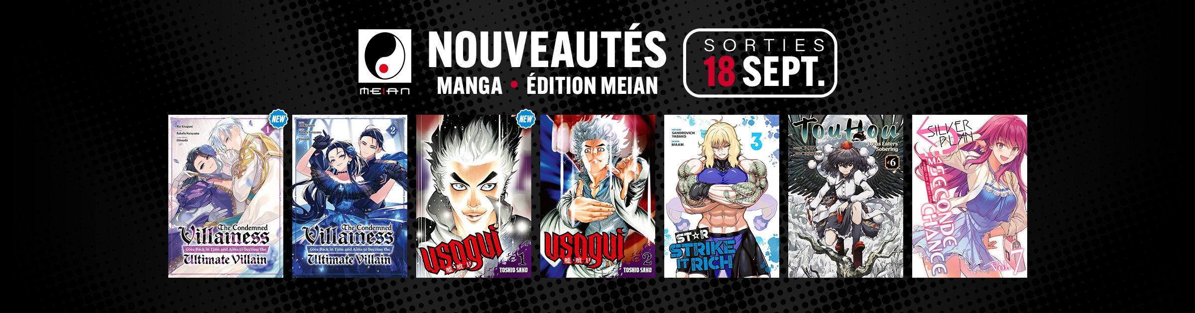 Sorties 18 Septembre : 7 nouveaux mangas MEIAN disponibles